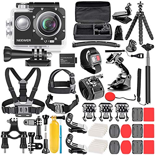 Neewer G1 Ultra HD 4K Cámara de Acción Kit Incluye 12MP,Cámara Sumergible 30m,Cámara Subacuática 170 Grados Sensor de Alta Tecnología WiFi Cámara de Acción con 50-en-1 Accesorios Cámara de Acción Kit