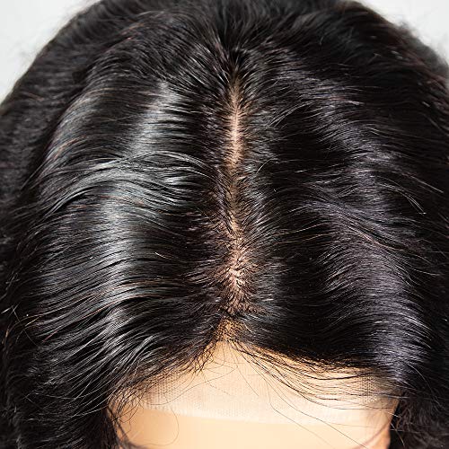 Neflyon Loose Wave Lace Closure Wigs Human Hair Pre Plucked with Baby Hair Brazilian Virgin Hair for Black Women Nature Color 4x4 lace closure wig human hair 150% Density 20inch