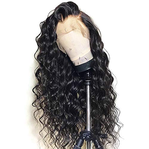 Neflyon Loose Wave Lace Closure Wigs Human Hair Pre Plucked with Baby Hair Brazilian Virgin Hair for Black Women Nature Color 4x4 lace closure wig human hair 150% Density 20inch
