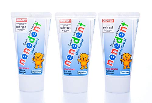 Nenedent Pasta dentífrica infantil sin flúor, paquete de 3 (3x 50ml)