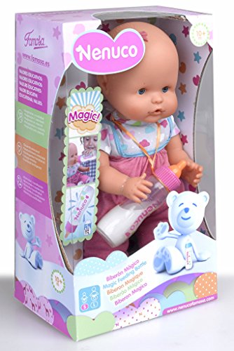 Nenuco con Biberón Mágico Rosa- Cuerpo muy blando, para niños a partir de 10 meses  (Famosa 700014121)