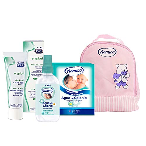 Nenuco Pack Regalo Bebé Mochila de Paseo Rosa con Colonia Nenuco de Cristal + Colonia Spray 240ml + Crema Pañal Eryplast 200ml…
