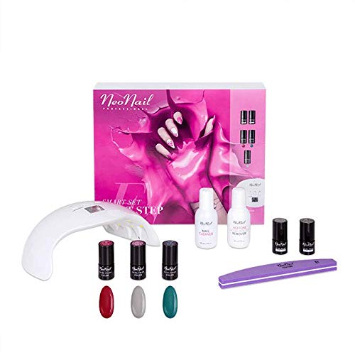 NeoNail Starter Set con 5x UV LED Nagellack 3 ml LED lámpara 18W/36W Lacke Base y Top NeoNail accesorios Geschenkbox Nagelstudio Set Nail Set