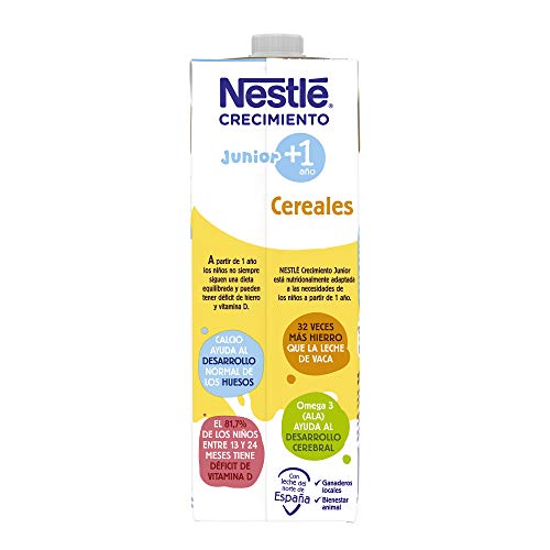 Nestlé Junior 1+ Cereales - Leche para niños a partir de 1 año - 6x1L, sin aceite de palma