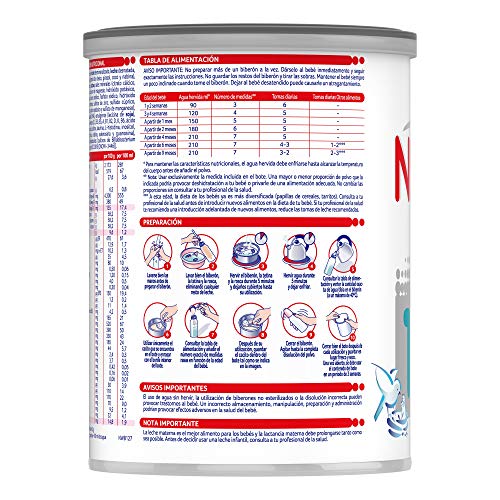 Nestlé NIDINA 1 - Leche para lactantes en polvo - Fórmula para bebés - Desde el primer día - pack de 3 latas x800 gr - Total: 2400 gr