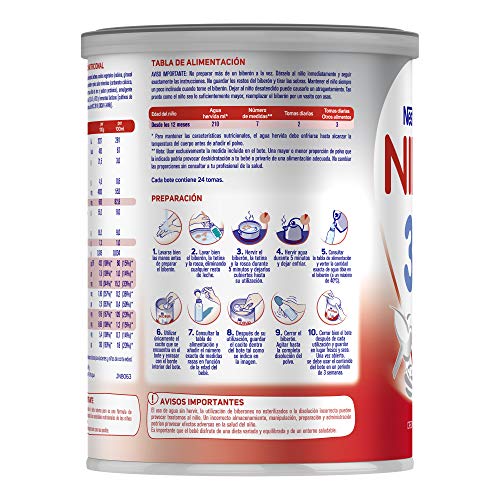 Nestlé NIDINA 3 - A partir de los 12 meses - Leche de crecimiento en polvo - Fórmula infantil - 800g