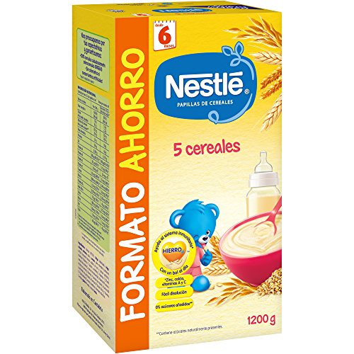 Nestlé Papilla 5 Cereales - Alimento Para bebés - Paquete de Papillas 1200g