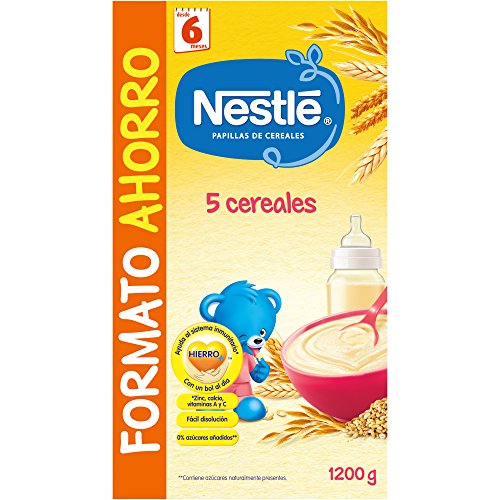 Nestlé Papilla 5 Cereales - Alimento Para bebés - Paquete de Papillas 1200g