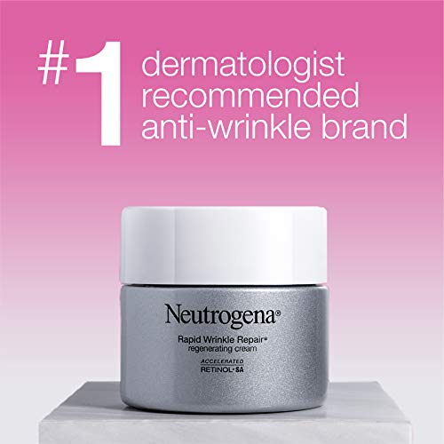 Neutrogena Rapid Wrinkle Repair Retinolo Rigenerante Crema Viso & Acido Ialuronico Anti rughe crema idratante viso, collo crema, con acido ialuronico e retinolo, 1,7 once