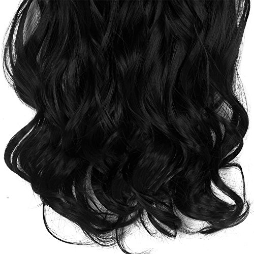 'Never País Beauty 22 Full de cabeza de clip en el pelo de verlangerungen Ombre Wavy Curly DIP Dye 7pcs 16 Clips Hair Extensions Hair Piece Natural Black