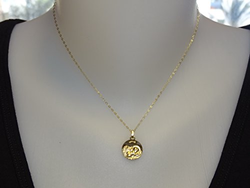 Never Say Never Medalla para bebé de Oro Amarillo de 18Kts de 14mm con Cadena estriada Italiana de Oro Amarillo de 18Kts.40cm