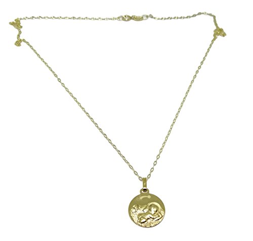 Never Say Never Medalla para bebé de Oro Amarillo de 18Kts de 14mm con Cadena estriada Italiana de Oro Amarillo de 18Kts.40cm