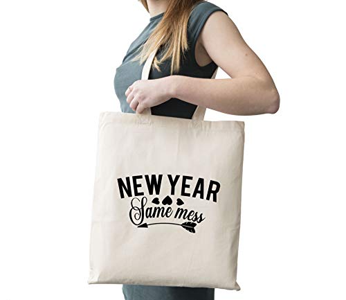 New Year Same Mess Cotton Canvas Tote Carry All Day Bag