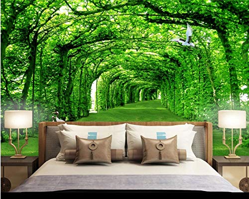 Newberli Gran Mural Salón Papel Tapiz De Fondo 3D Boulevard Verde Fresco Sofá Tv Fondo De Pared