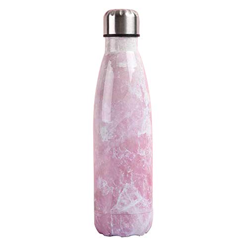 Newday1 Botella de Agua de Mantiene Bebidas frías por 24h y Calientes por 12h 500ML de Doble Pared con Aislamiento de Botella de Agua de Acero Inoxidable Sin BPA Water Bottles,Rosa