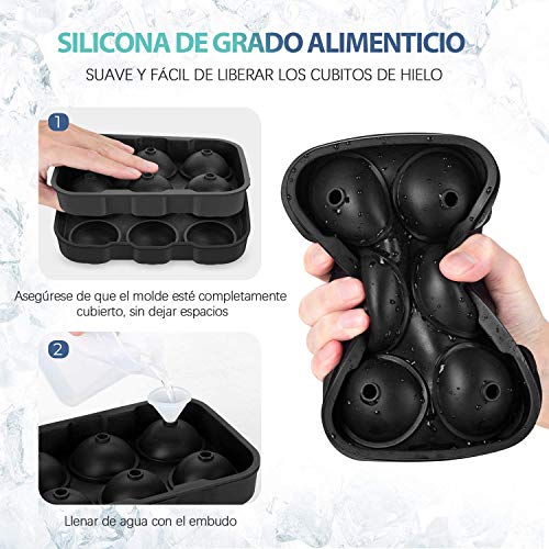 Newdora 3pcs Cubitera Hielo Moldes para Cubitos de Hielo Molde, Silicona Sin BPA Bandeja de Hielo con Tapa para Congelarse Alimentos para Bebés,Cola,Cócteles,Whisky, Negro