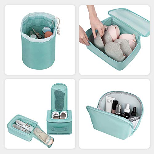 Newdora 8 en 1 Set de Organizador de Equipaje Viaje con Bolsa de Zapato,Impermeable Organizador de Maleta Bolsa para Ropa Sucia de Viaje, Portatrajes de Viaje, Material Nylon