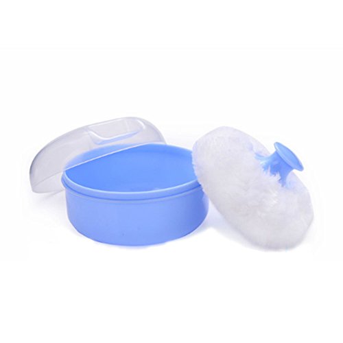 Newin Star Caja de Talco de Bebés,Caja Polvo de Talco con Esponja Suave y cómodo Contenedores del Soplo de Polvo para bebés (Azul)