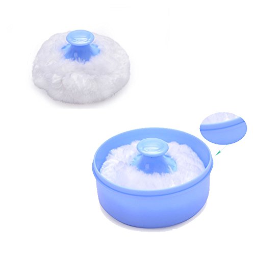 Newin Star Caja de Talco de Bebés,Caja Polvo de Talco con Esponja Suave y cómodo Contenedores del Soplo de Polvo para bebés (Azul)