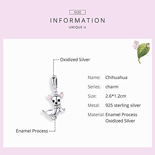 NewL - Colgante de chihuahua para mascota, plata de ley 925, esmaltado rosa