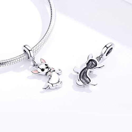 NewL - Colgante de chihuahua para mascota, plata de ley 925, esmaltado rosa