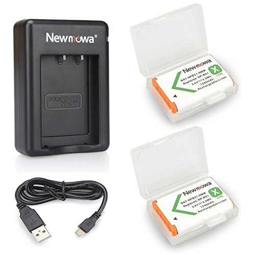 Newmowa NP-BX1 Batería de repuesto (2-Pack) y Kit de Cargador Doble para Micro USB portátil para Sony NP-BX1 / M8 y Sony Cyber-Shot DSC-RX100, DSC-RX100 II, DSC-RX100M II, DSC-RX100 III, DSC-RX100 IV, DSC-RX100 V, DSC-RX100 VII/M8,Sony Cyber-shot DSC-HX50
