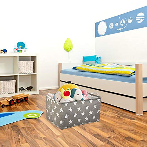 NEWSTYLE Caja de Almacenamiento de Tela,Grande Plegable Cuadrados Cestas de Almacenamiento para Ropa, Juguetes Organizador,Cestas de vivero, Estante de Almacenamiento de contenedores (Gris Star)