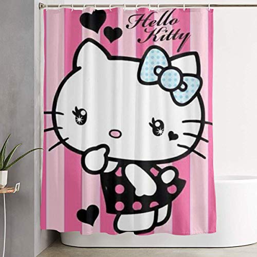 NHUXAYH Cortina de Ducha Maquillaje Kitty Art Print, Colección de Decoraciones de baño de Tela de poliéster con Ganchos de 60X72 Pulgadas