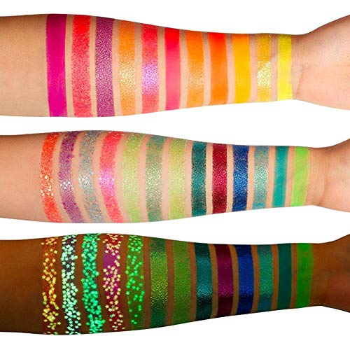 N/I Makeup Glow Eyeshadow, 24 Colores de Paleta de Sombras de Ojos, Sombras de Ojos cosméticas ahumadas Profesionales Silky Rainbow Blue Red Orange Purple Green