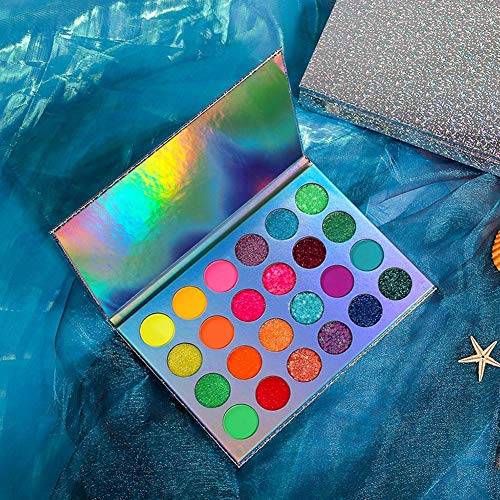 N/I Makeup Glow Eyeshadow, 24 Colores de Paleta de Sombras de Ojos, Sombras de Ojos cosméticas ahumadas Profesionales Silky Rainbow Blue Red Orange Purple Green