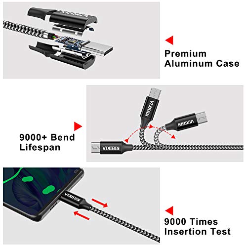 NIBIKIA Cable Micro USB, 5 Pack [0.25M,0.5M,1M,2M,3M] Trenzado de Nylon Cable Carga Rápida y Sincronizació Compatible con Android, Samsung Galaxy S6 S7 J5 J7, Kindle, Sony, Nexus