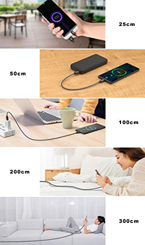 NIBIKIA Cable Micro USB, 5 Pack [0.25M,0.5M,1M,2M,3M] Trenzado de Nylon Cable Carga Rápida y Sincronizació Compatible con Android, Samsung Galaxy S6 S7 J5 J7, Kindle, Sony, Nexus