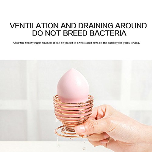 NiceButy - Estante de soporte para secado de maquillaje, expositor de secador de polvo, esponja, esponja, soporte redondo, estilo # oro rosa #