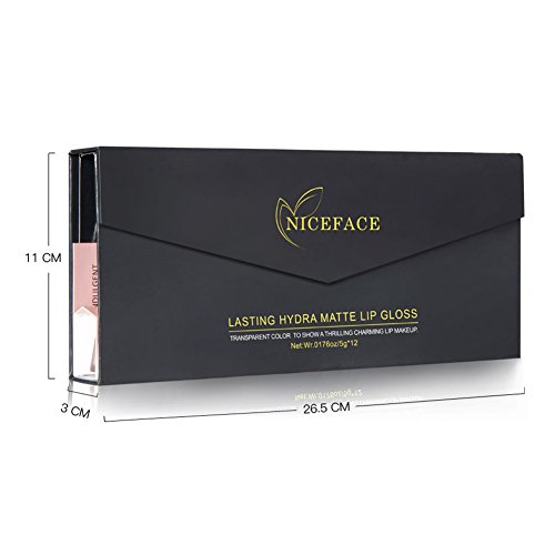 NICEFACE Set de 12 Pintalabios Mate d eLarga Duración Barras para Labios Líquidas Brillos de Labios Terciopelo Regalo para Cumpleaños y Fiestas
