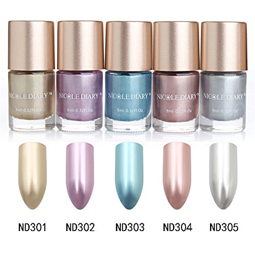 NICOLE DIARY 9ml esmalte de uñas metálico esmalte efecto de laca magnífico esmalte de metal esmalte de uñas 5 colores