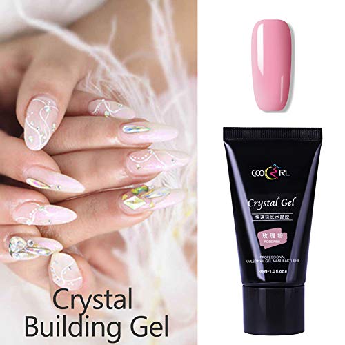 NICOLE DIARY Kit de gel Nail Poly Builder 1pc Builder Nail Gel Rose Pink Nail Builder Extension Pegamento+100Pcs Molde de gel de polietileno Construcción rápida
