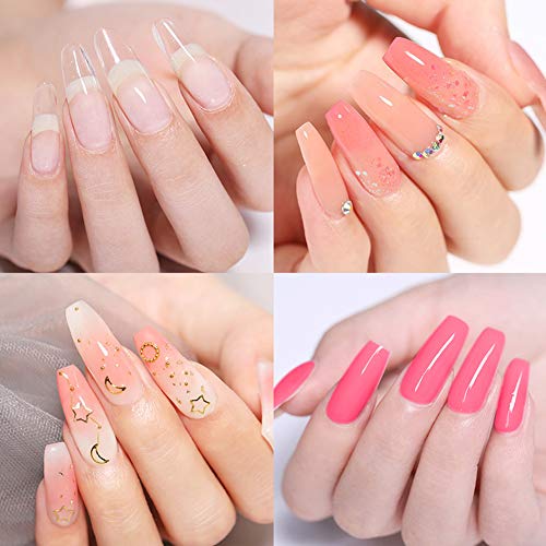 NICOLE DIARY Kit de gel Nail Poly Builder 1pc Builder Nail Gel Rose Pink Nail Builder Extension Pegamento+100Pcs Molde de gel de polietileno Construcción rápida