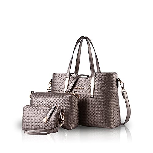 NICOLE & DORIS Bolsos para Mujeres Bolsos de asa Superior Bolso de Hombro para Mujer 3pcs Bolsos del Trabajo, Diario Vida Bronce