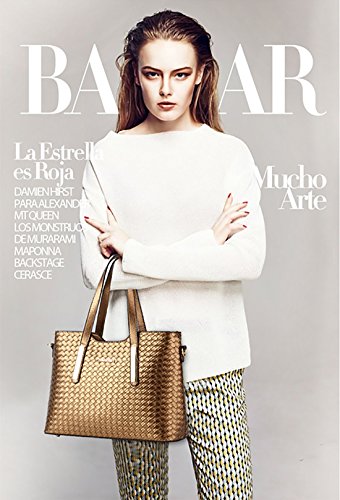 NICOLE & DORIS Bolsos para Mujeres Bolsos de asa Superior Bolso de Hombro para Mujer 3pcs Bolsos del Trabajo, Diario Vida Dorado