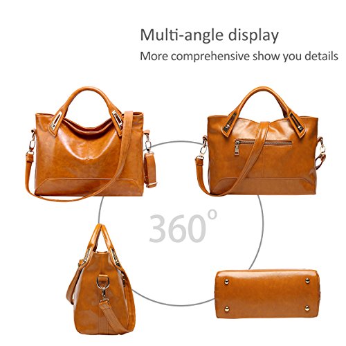 NICOLE&DORIS Elegante Tote Bolsos de Mano para Mujer Monederos Bolso Crossbody Mujer Bolso de Bandolera Grande Bolsa PU Marrón