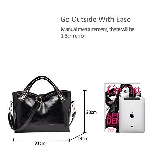 NICOLE&DORIS Elegante Tote Bolsos de Mano para Mujer Monederos Bolso Crossbody Mujer Bolso de Bandolera Grande Bolsa PU Negro