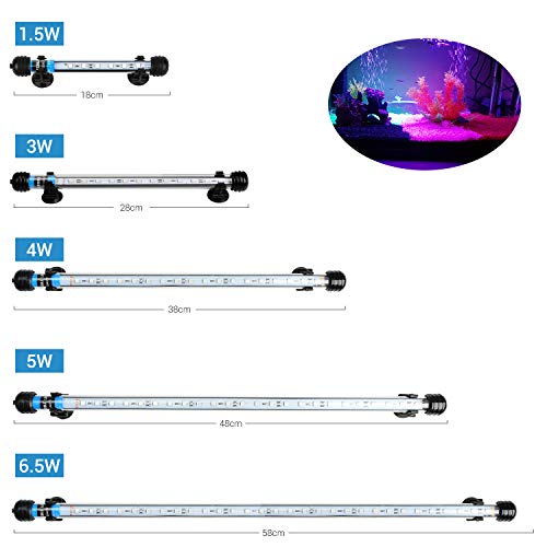 NICREW RGB Luz Acuario, 58cm Luz LED Sumergible Acuario, Iluminacion Tubo Pecera, Lampara Leds Multiespectrales Acuario