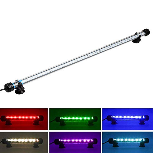 NICREW RGB Luz Acuario, 58cm Luz LED Sumergible Acuario, Iluminacion Tubo Pecera, Lampara Leds Multiespectrales Acuario