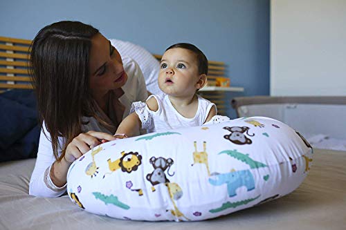 Niimo Cojin Lactancia Bebè Funda Cojin 100% Algodòn Extraíble y Lavable Almohada Multifuncional para Madre y Bebé Relleno de Fibra de Poliéster (Selva)