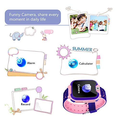 Niños Smart Watch Phone, La Musica Smartwatch para niños de 3-12 años Niñas con cámara Ranura para Tarjeta SIM Juego de Pantalla táctil Smartwatch Childrens Gift（Pink）