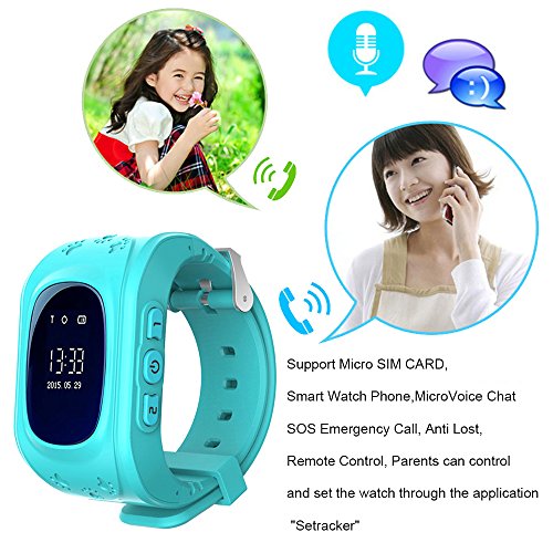 Niños Smartwatch Teléfono Localizador GPS, Reloj de Pulsera Inteligente con Chat de Voz SOS Cámara Despertador Reloj Digital Mejor Regalo Niño y niña de 3 a 12 años Compatibles con iOS Android,Azul
