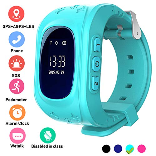 Niños Smartwatch Teléfono Localizador GPS, Reloj de Pulsera Inteligente con Chat de Voz SOS Cámara Despertador Reloj Digital Mejor Regalo Niño y niña de 3 a 12 años Compatibles con iOS Android,Azul