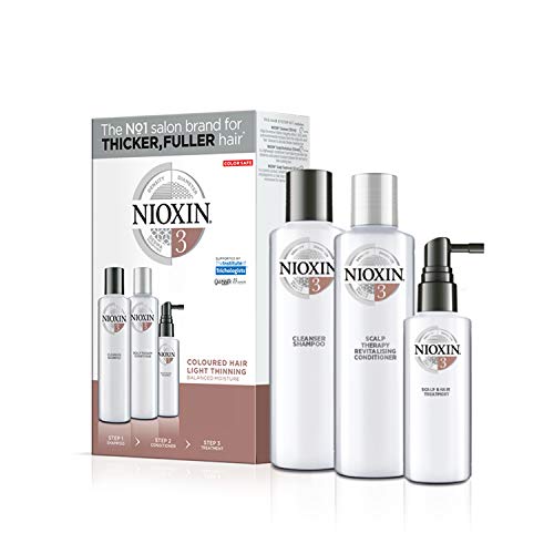 NIOXIN - Trial Kit (Champú, Acondicionador y Tratamiento) Sistema 3- CABELLO COLOREADO_DEBILITAMIENTO LEVE_HIDRATACION EQUILIBRADA -(300 ml + 300 ml + 100 ml)