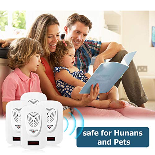 Nitoer Repelente Ultrasónico,anti hormigas,repelente hormigas,Control de Insecto para Moscas, Hormigas, Insectos, cucarachas, roedores(4packs)