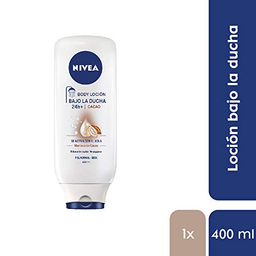 NIVEA Bajo la Ducha Capricho de Cacao (1 x 400 ml), loción hidratante para la ducha, acondicionador de piel con manteca de cacao para piel seca y normal
